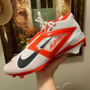 Nike Alpha Menace 4 Elite Football Cleats White Orange  FZ7702-101